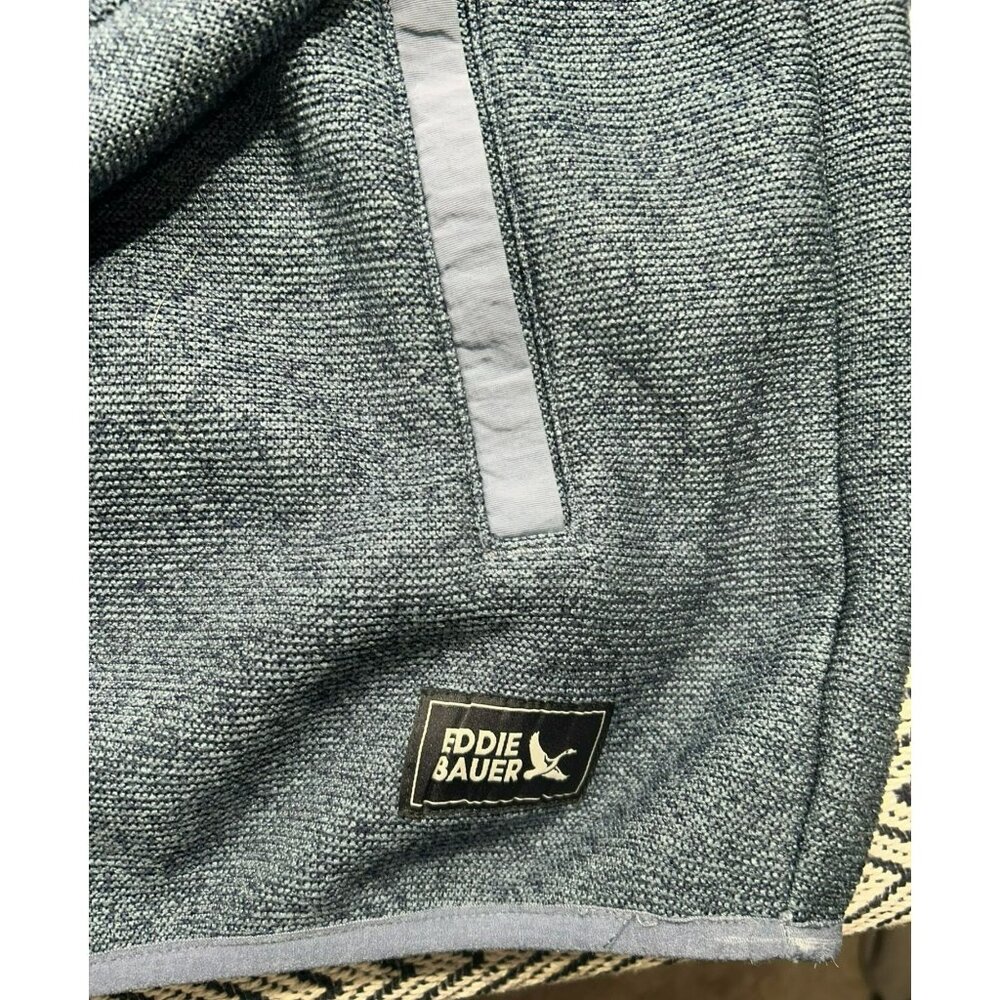 Eddie Bauer Men's XXL Heather Blue Snap Pullover Fleece Sweater With Pockets - Picture 2 of 5